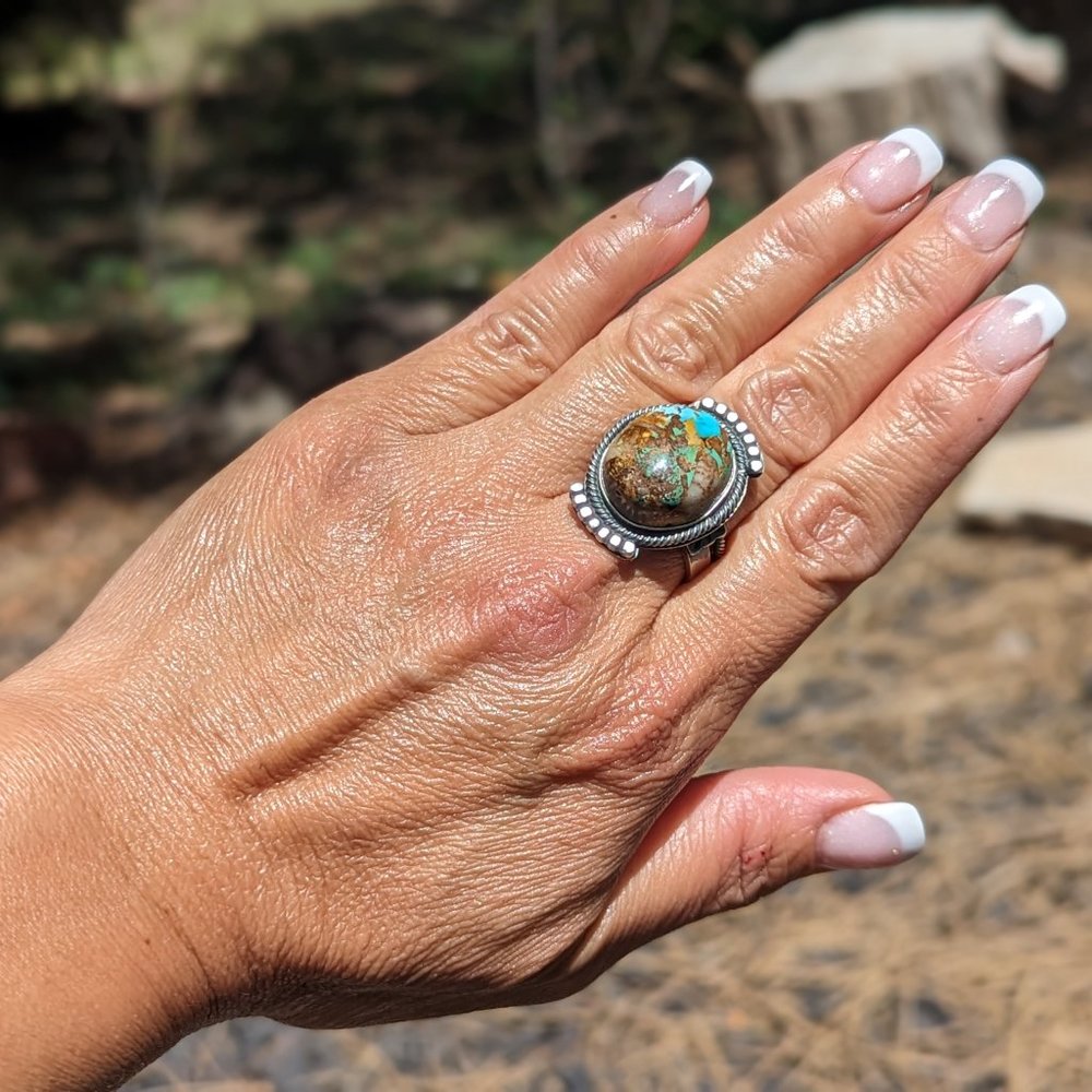 Turquoise and Silver Statement Ring - Picture 7 of 9